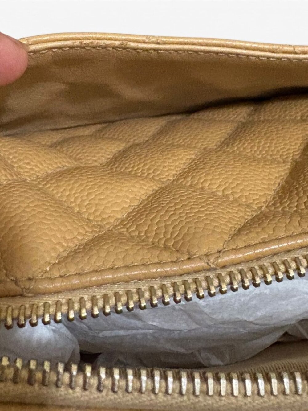 Chanel Caviar Tan Leather Pochette - Picture 14 of 16